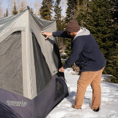 Gazelle Tents™ T4 Overland EXP Hub Tent, Extended Season Camping Tent, Sleeps 4, Pop-Up Hub Tent, Durable Ripstop Fabric, TriTech Mesh, Waterproof, UV Resistant, Agave Green, 78" x 94" x 94", GT403AG