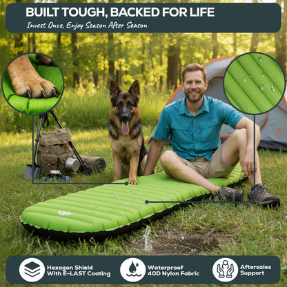 Gear Doctors® ApolloAir 5.2 R-Value [17oz] Ultralight Insulated Inflatable Camping Sleeping Pad — Backpacking Sleeping Pad— Camping Mattress Compact Lightweight for Hiking—Air Mattress for Backpacking