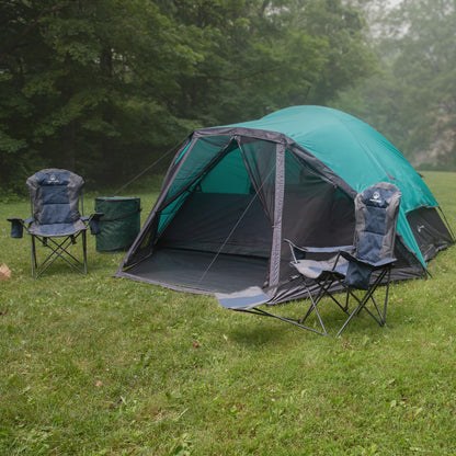 6 Person Camping Tent - Water-Resistant Cabin Style Outdoor Shelter with Built-in Screen Tent and Carrying Bag by Wakeman Outdoors (Teal)