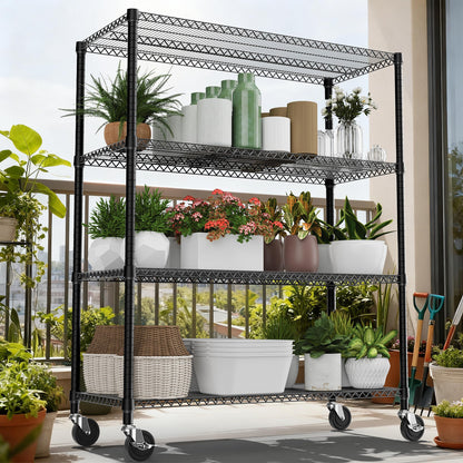 M MZG 2640LBS 53.1" W 4 Tiers Shelf Steel Storage Shelves Shelving Unit Steel Organizer Wire Rack for Home,Kitchen,Office,Garage Black 23.6" D x 53.1" W x 73.6" H