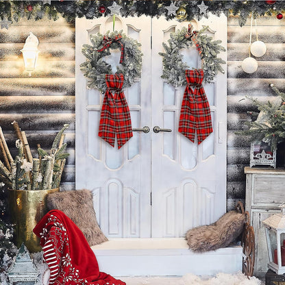 Regine Switzerland Christmas Wreath Sash - Red Buffalo Plaid Satin Ribbon | 5.1 x 54.3" Indoor/Outdoor Decor