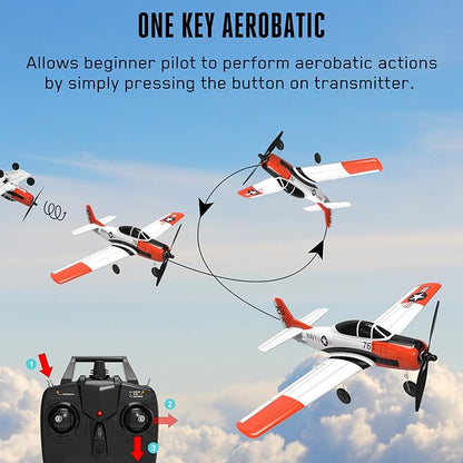 Volantexrc RC Airplane 2.4Ghz 4 Channel Remote Controlwith Aileron T28 Trojan Parkflyer RC Aircraft PlaneReady to Fly with Xpilot Stabilization SystemPerfect for Beginners