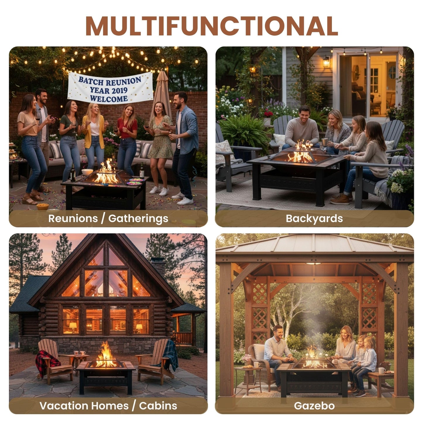 Fire Pit - 32-Inch Outdoor Firepit Table with Screen, Cover, and Poker - Outdoor Fire Pits for Backyard, Deck, Patio, or Porch by Pure Garden (Bronze)