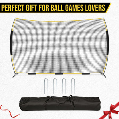 Eastrexon Barricade Backstop Net, 16x10 ft Ball Stop Netting with Carry Bag & Ground Stakes, Quick Setup, Portable, Perfect for Lacrosse, Baseball, Basketball, Soccer