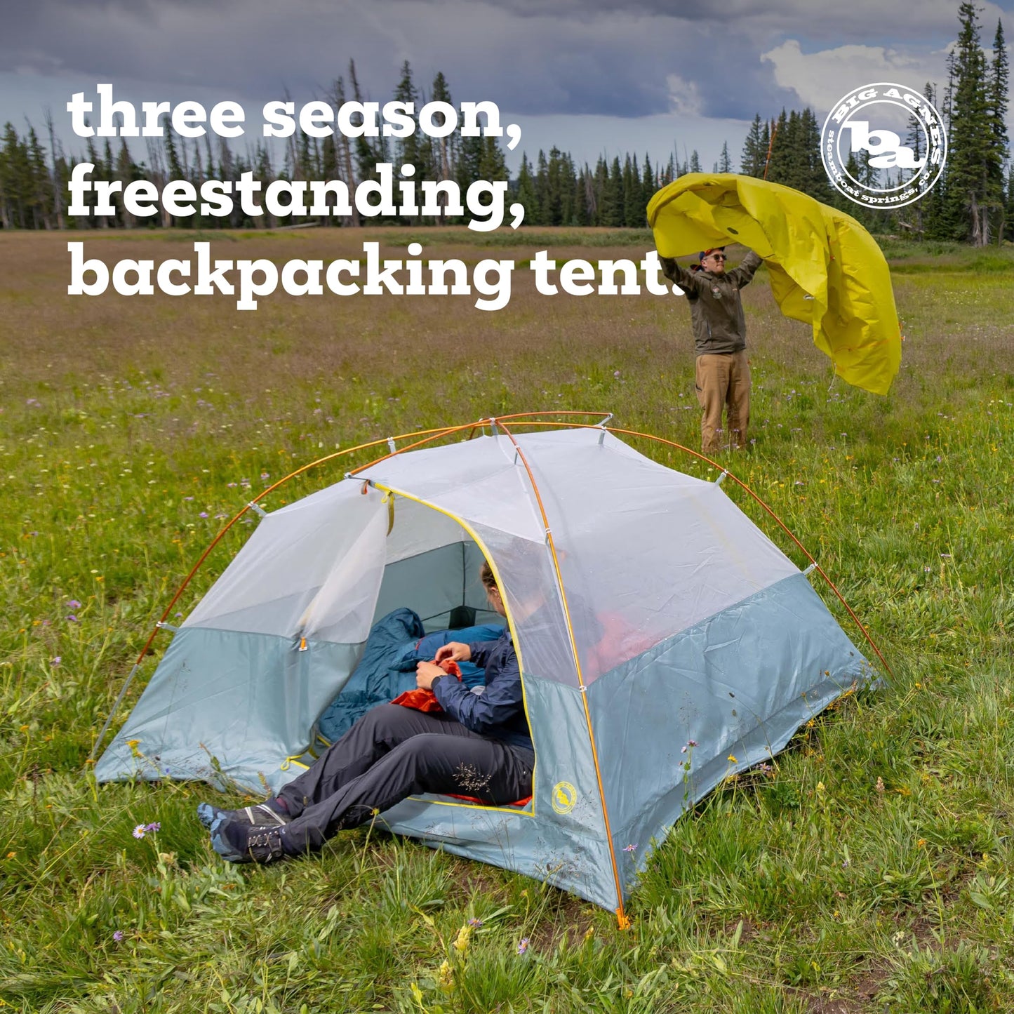 Big Agnes Blacktail & Blacktail Hotel Tent - Backpacking Tent for Camping, 3 Season, Ultralight, Waterproof, Warm Olive/Chinois Green, 3 Person (2025)