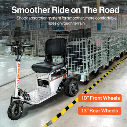 SuperHandy Electric Tugger Cart, Industrial Tow Tractor Riding Scooter - 1 Seater, 2600 lbs Towing Cap, 350 lbs load cap, 48V 4Ah Li-Ion Battery - For Warehouse Material & Mobility Personnel Transport