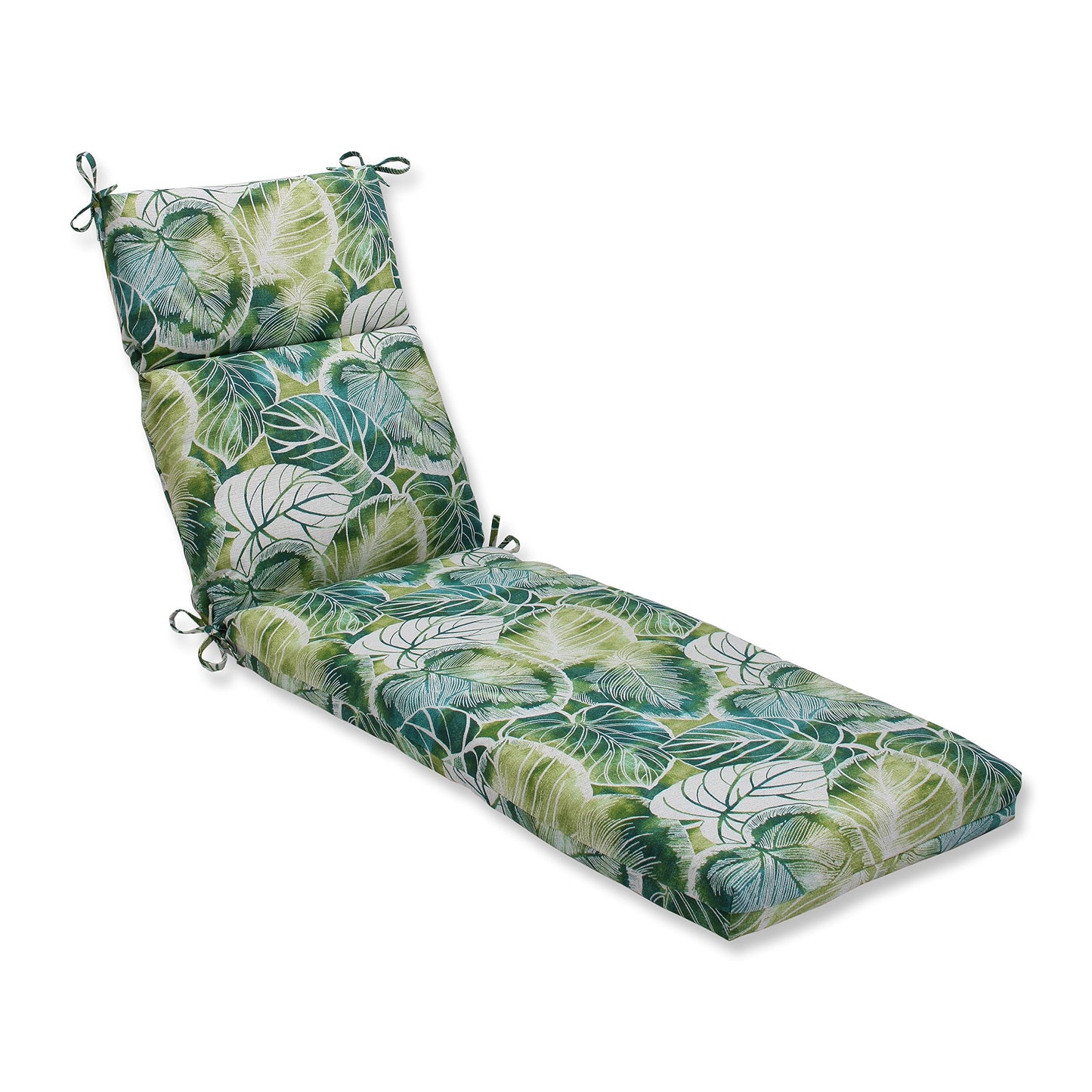 Pillow Perfect Botanical Indoor/Outdoor 1 Piece Split Back Chaise Lounge Cushion, 1 Count, 72.5" x 21", Green/Ivory Key Cove