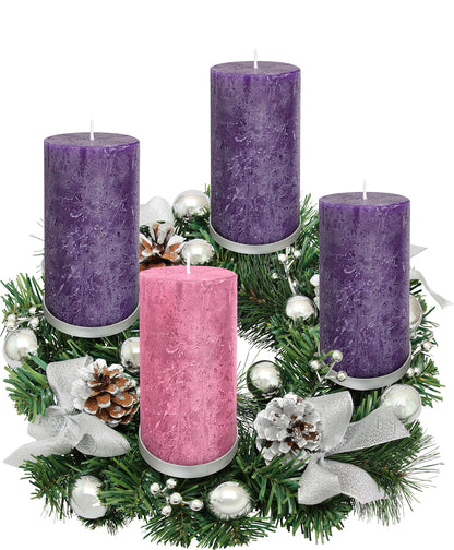 Advent Candle Set of 4 - Rustic Pillar Advent Candles - Made in The USA - Christmas Advent Candles for Advent Rings, Advent Wreaths, Ring and Wreath Candle Holders - Church & Home Decoration Unscented