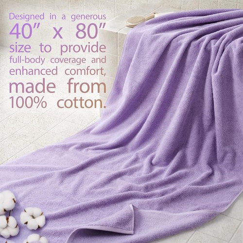 Cotton Paradise 100% Cotton Oversized Bath Sheet - Extra Large Turkish Towel, Lilac 40x80 Inches