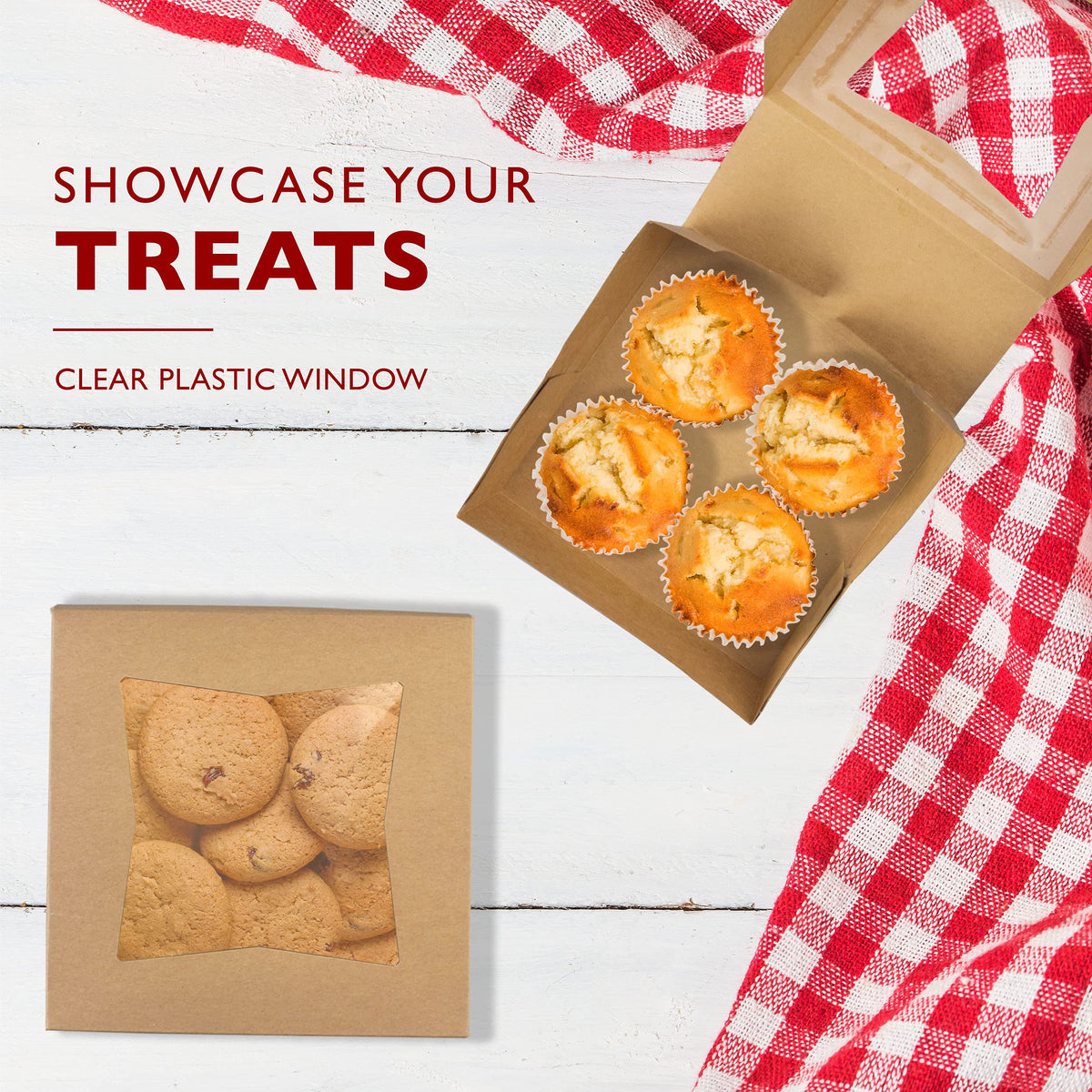 Fit Meal Prep 25 Pack Bakery Boxes with Window 6x6x5