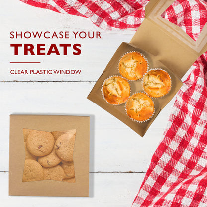 Fit Meal Prep 25 Pack Bakery Boxes with Window 6x6x5