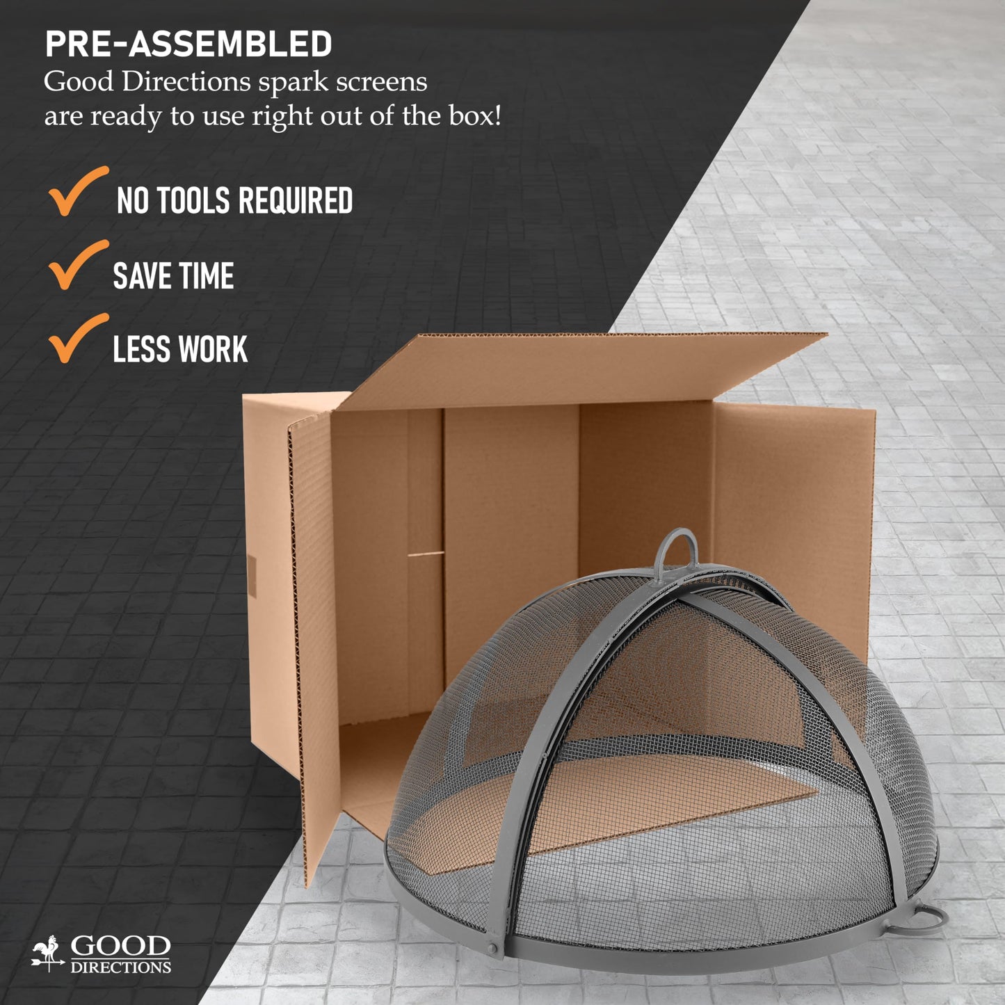 Good Directions Fire Pit Spark Screen Hinged for Easy Access (29 inch)