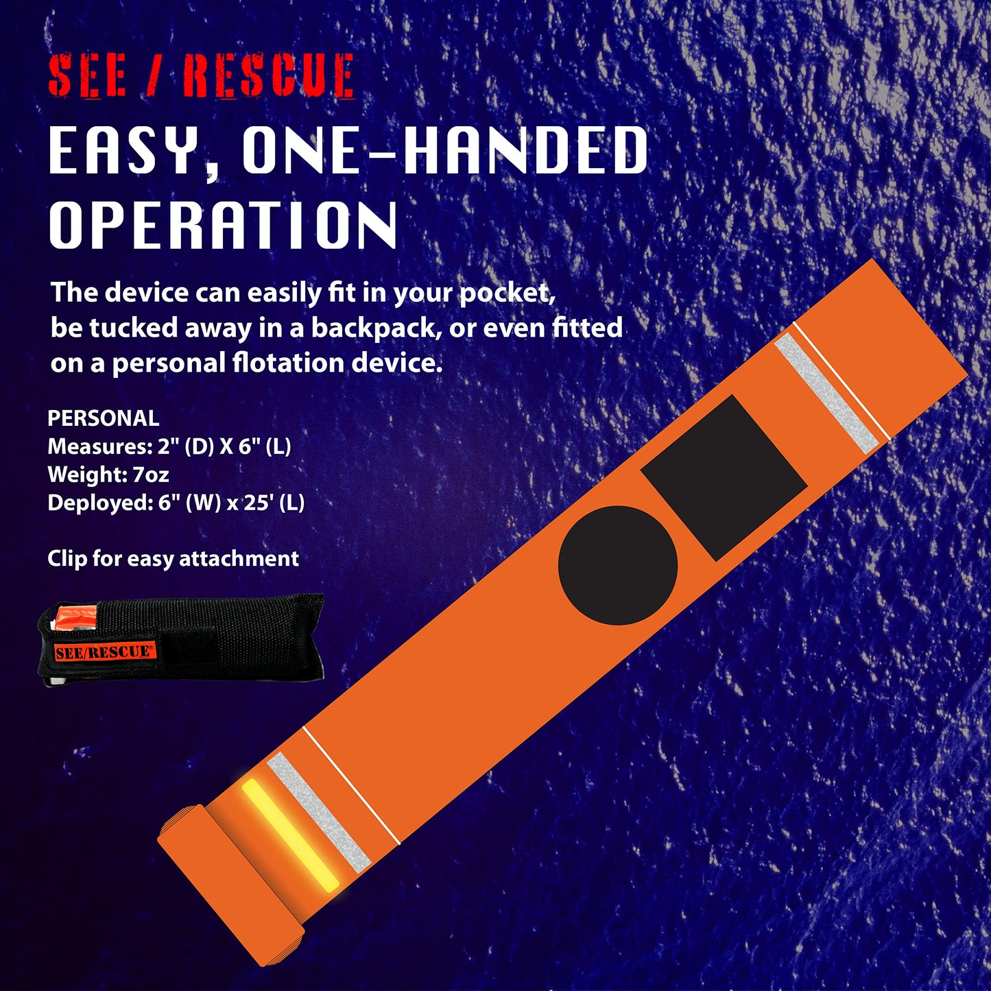 SEE/RESCUE Streamer Survival Tool - The Easy to Use, Portable Rescue Device to Use on Land, Sea, or Snow, Day or Night When Lost or Stranded to Provide Continuous Visibility, Personal Lighted Streamer