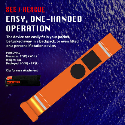 SEE/RESCUE Streamer Survival Tool - The Easy to Use, Portable Rescue Device to Use on Land, Sea, or Snow, Day or Night When Lost or Stranded to Provide Continuous Visibility, Personal Lighted Streamer