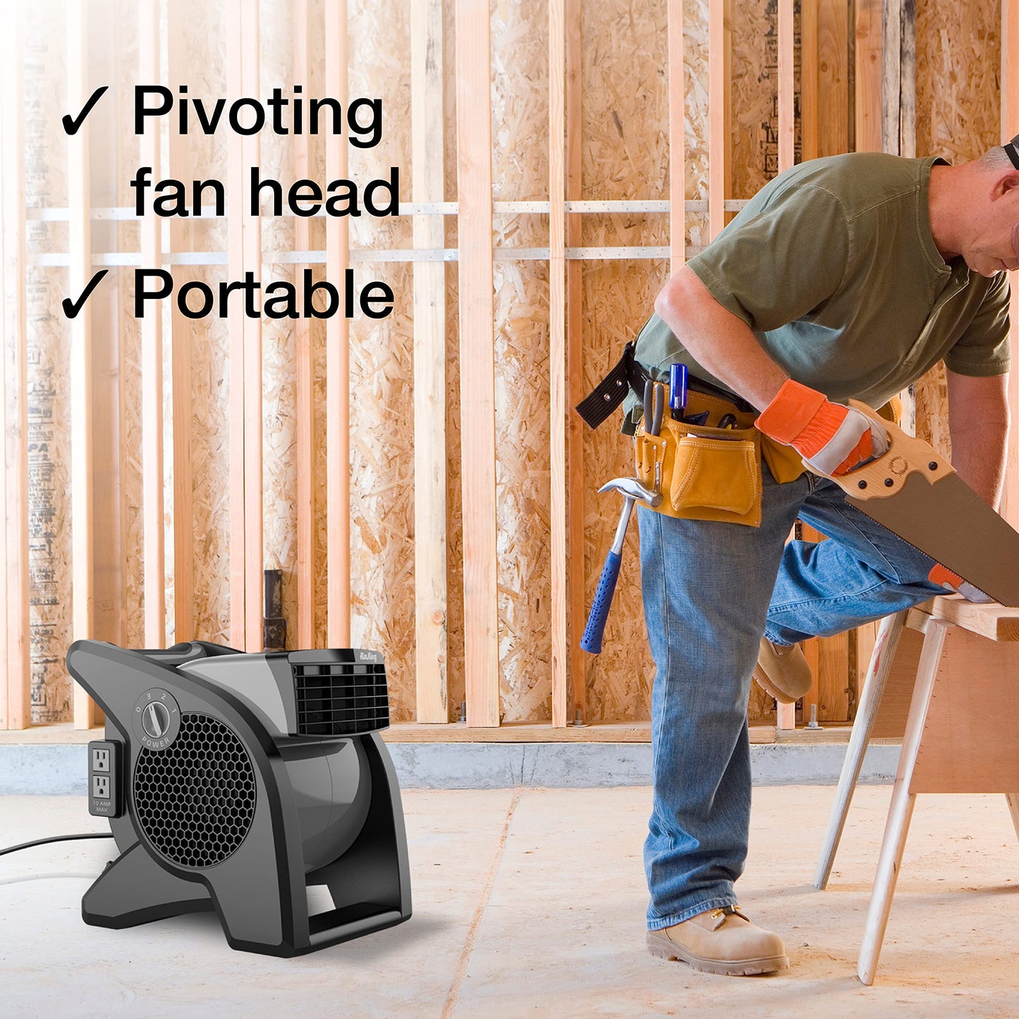 Air King 9555 3-Speed Commercial Grade Pivoting Blower, 1/13-Horsepower, Gray Finish