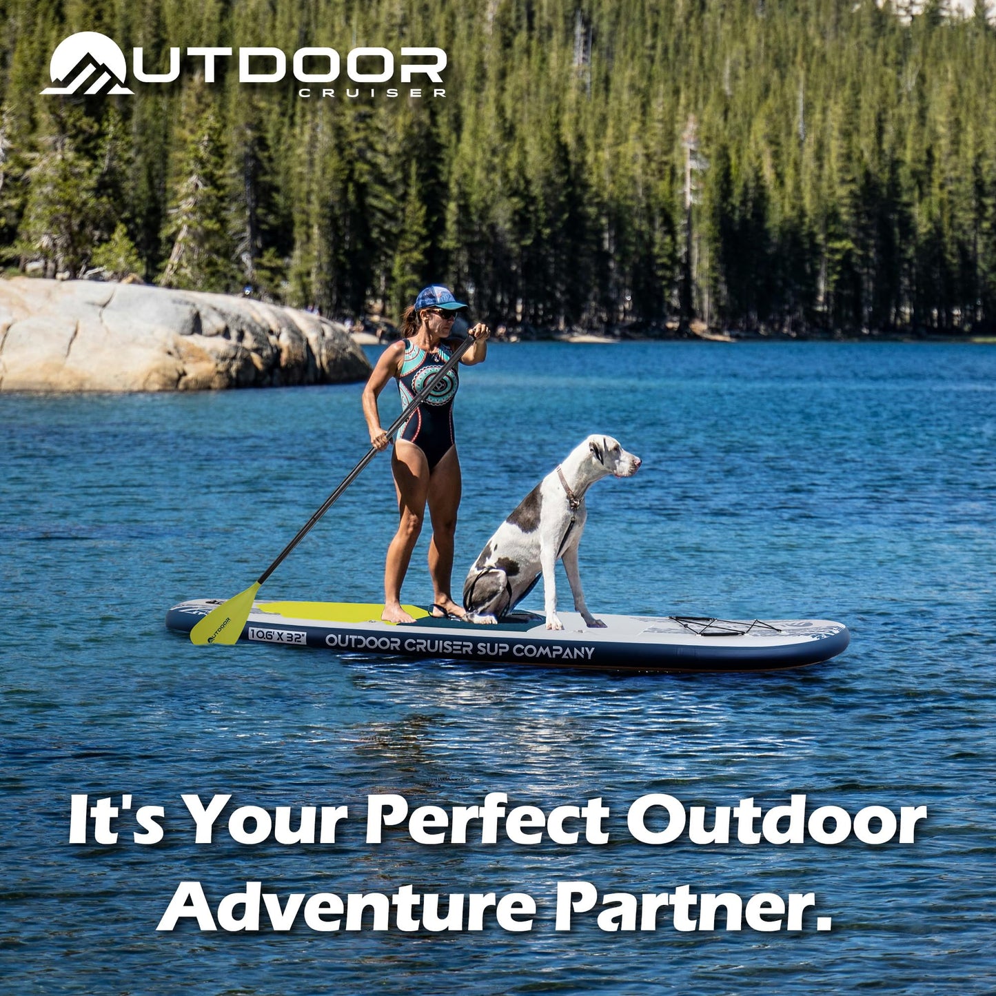 Outdoor Crusier Inflatable Stand Up Paddle Board, Ultra Portable & Lightweight, Wide Stable Non-Slip Design, Complete SUP Accessories, Drop-Stitch Material