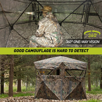 Mionovity Hunting Blind, 360° See Through Ground Blind for Turkey Hunting, Turkey Ground Blind, Hunting Blind for Turkey & Deer, 2-3 Person Pop Up Portable Camouflage Tent with Carrying Bag
