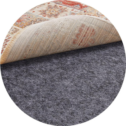 Veken Round Non-Slip Rug Pad - Cushioned Felt & Silicone Backing, 5 Ft, 1/8" Thick for Hardwood Floors