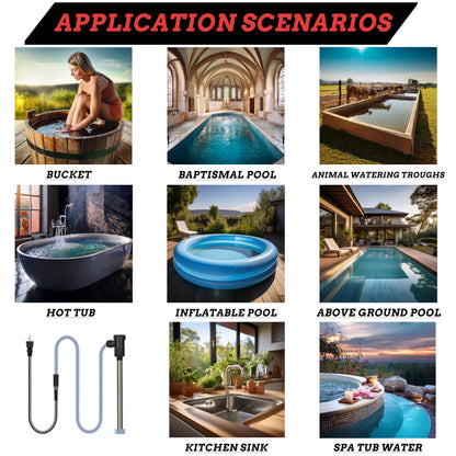 JHAOHEATE 3000W 240V Immersion Water Heater with Temp Control & WiFi Timer – Portable Submersible Heater for Baptistry, Above-Ground Pool, Spa, Inflatable Pool, Baptismal Pool, Bathtub & Hot Tub