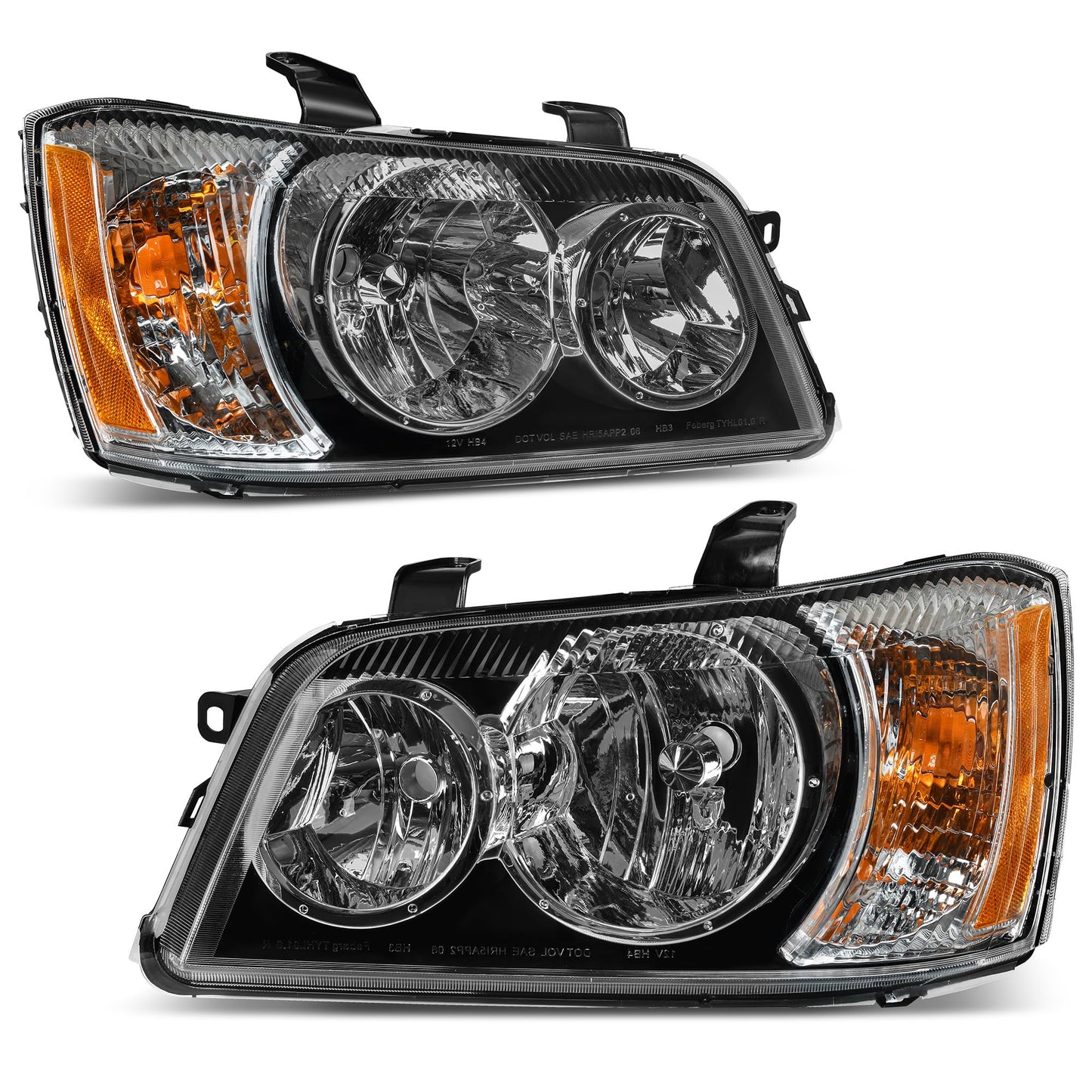 AUTOSAVER88 Headlights Assembly Compatible with 01 02 03 2001 2002 2003 Highlander 01-03 2001-2003 Headlamps Pair Chrome Housing Amber Reflector