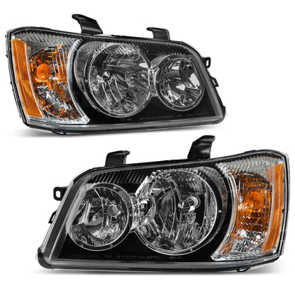 AUTOSAVER88 Headlights Assembly Compatible with 01 02 03 2001 2002 2003 Highlander 01-03 2001-2003 Headlamps Pair Chrome Housing Amber Reflector