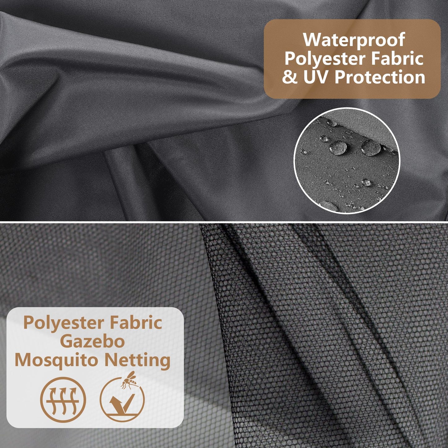 Jocoevol 12' X 16' Gazebo Curtains and Mosquito Netting Universal Replacement All Weather Outdoor Outside Curtains Waterproof Pergola Curtains Privacy Curtains Blackout Gazebo Side Wall for Patio