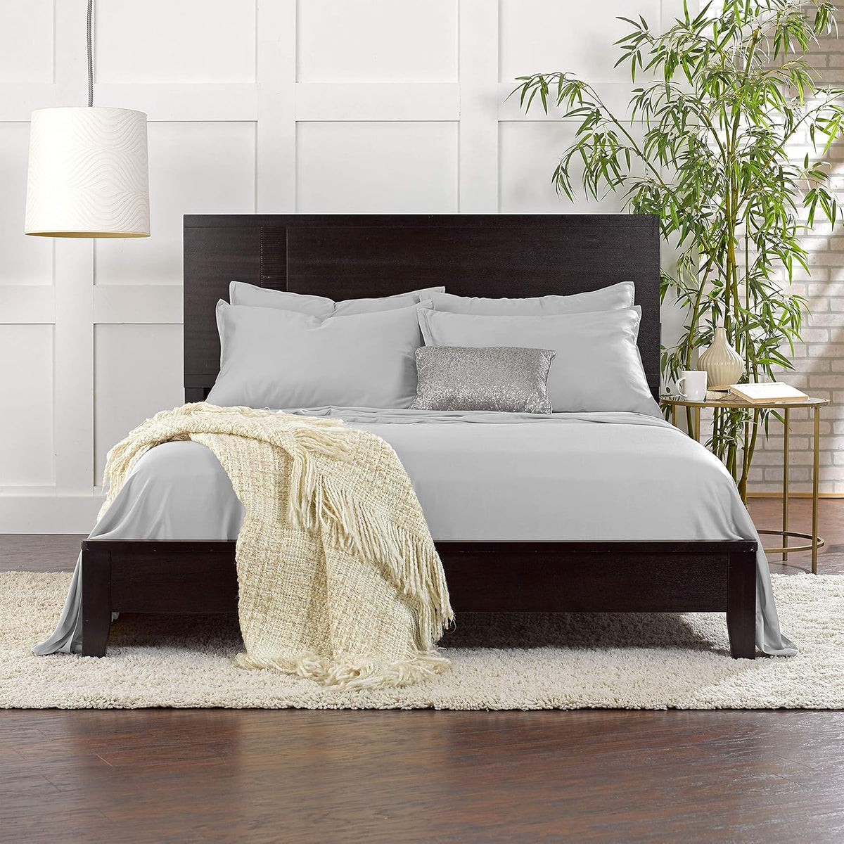 Pure Bamboo Twin Sheets - Luxuriously Soft 100% Organic Viscose Bed Sheet Set | Silver Pearl, Double Stitching