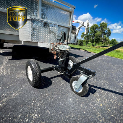 Tow Tuff Trailer Dolly w/ 12" Flat-Free Tires & 8" Swivel Caster Wheel, Fits 1 7/8” Coupler, 800 lb Capacity, Black - Adjustable and Portable Trailer Mover for Campers, Boats, and Utility Trailers