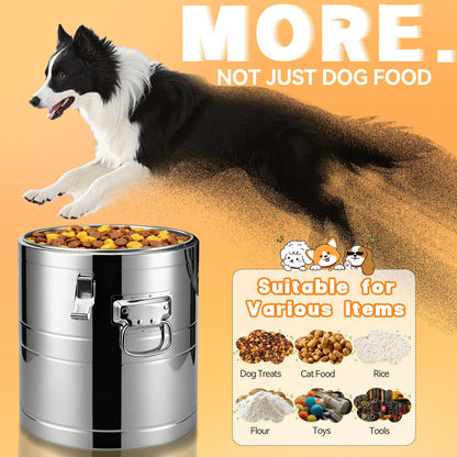 UPSKYPET 40lb Stainless Steel Dog Food Storage Container, Large Capacity Metal Pet Food Storage Container with Scoop, Airtight Dog & Cat Food Treat Bin for Dry Food Keep Fresh for Multi-Pet Households