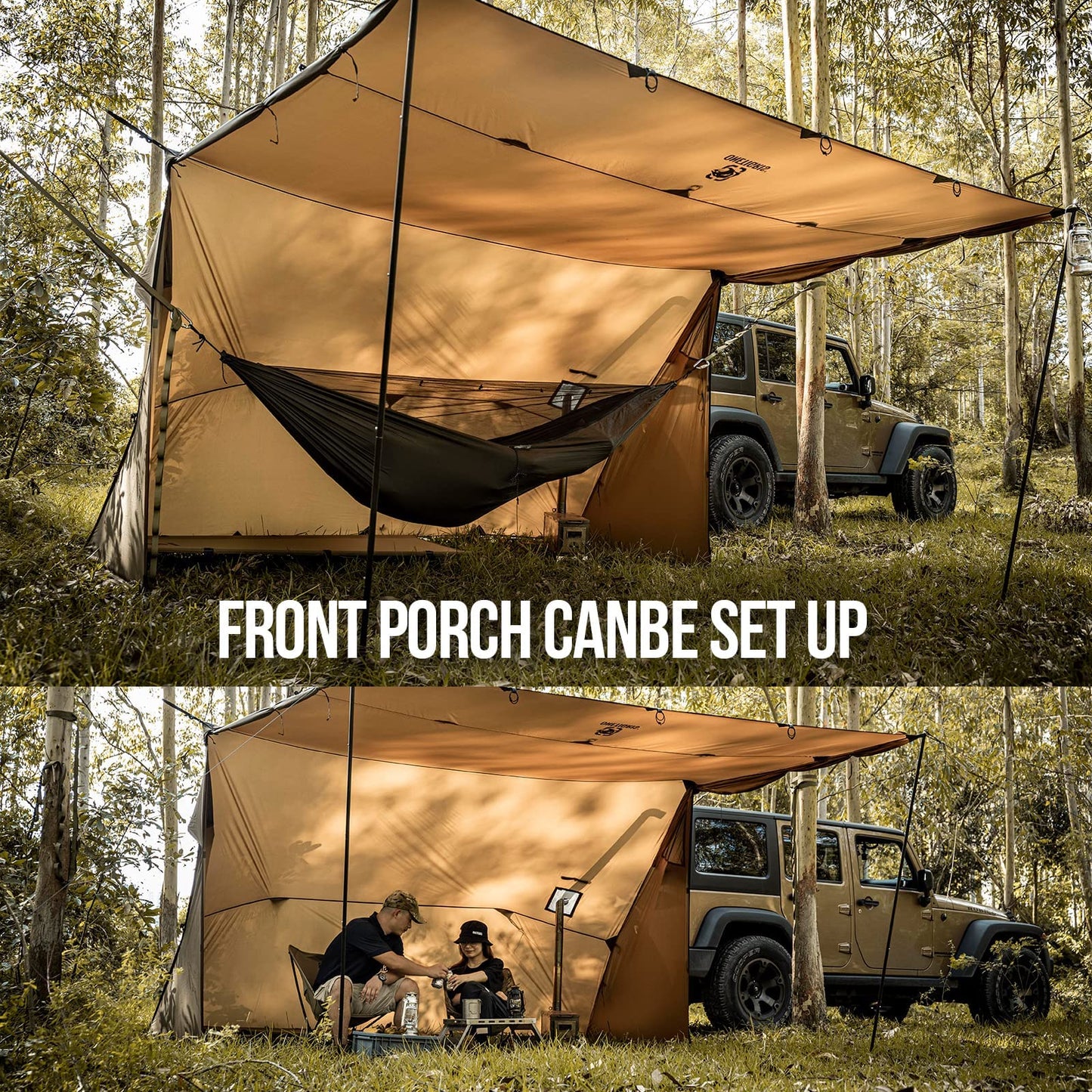 OneTigris ROCDOMUS Hot Tent with Stove Jack, 3000mm Waterproof, Versatile Lightweight Hammock Tent for Camping, Hiking, Backpacking, Bushcraft, Car Trips