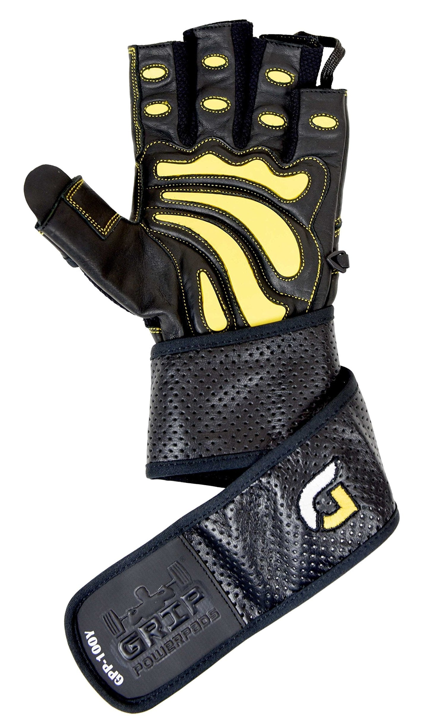 Elite Leather Gym Gloves with Built in 2" Wide Wrist Wraps Grip & Design for Weightlifting Power Lifting Bodybuilding & Strength Training Workout Exercises