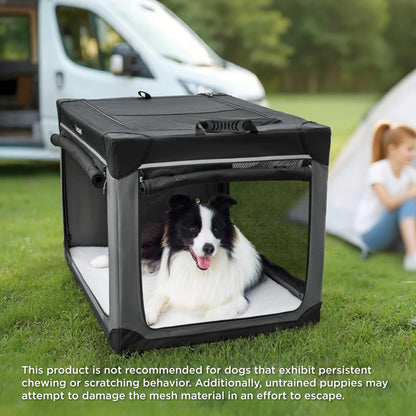 Lesure Shown on TODAY Show Soft Collapsible Dog Crate - 42 Inch Portable Travel Crate for Extra Large Dogs Indoor & Outdoor, 4-Door Foldable Pet Kennel with Mesh Windows, Black