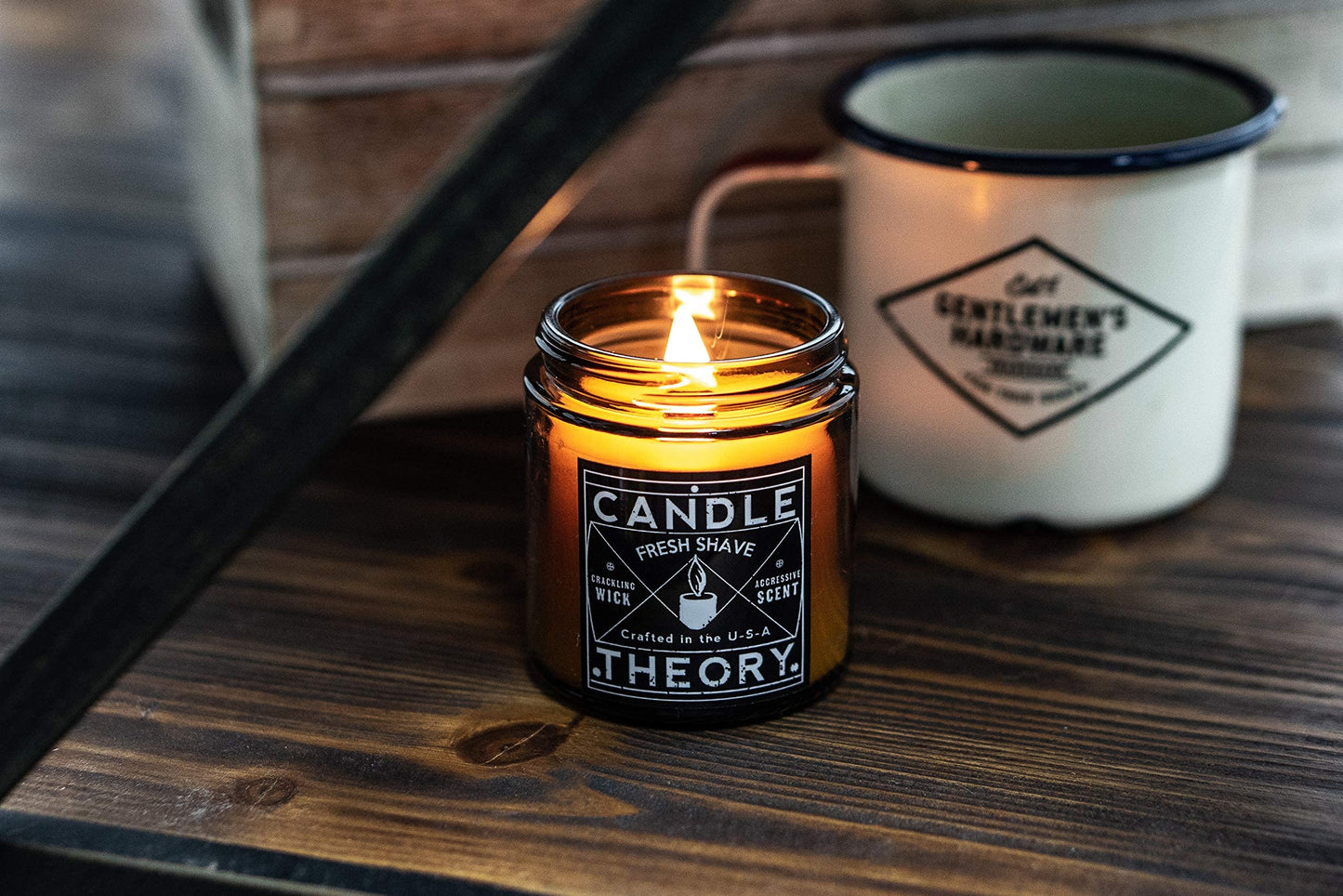 Scented Candle Gift Set of 3, 4oz Candles, Crackling Wood Wick Candled for Home, 3 Scents Cuban Cigar, Spanish Leather, Crackling Hearth, Mens Candle Bachelor Pad Decor Man Cave Decor