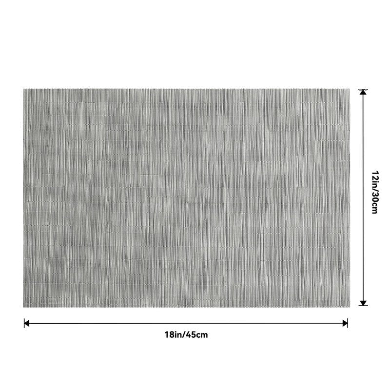 Leetaltree Silver Placemats Set of 4 - Heat Resistant Non-Slip Place mats for Dining Table, Washable Durable PVC Vinyl Woven Table Mats（Silver, 4）