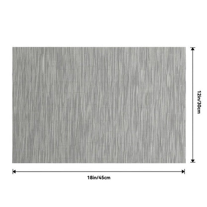 Leetaltree Silver Placemats Set of 4 - Heat Resistant Non-Slip Place mats for Dining Table, Washable Durable PVC Vinyl Woven Table Mats（Silver, 4）