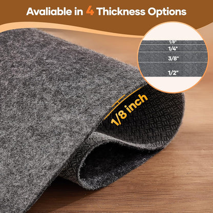 Veken Round Non-Slip Rug Pad - Cushioned Felt & Silicone Backing, 5 Ft, 1/8" Thick for Hardwood Floors