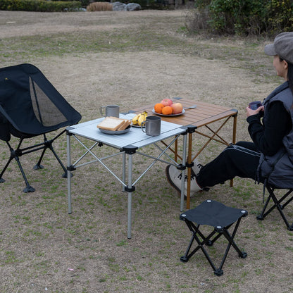 iClimb 1 Stable Square Folding Table and 1 Two Heights Super Easy Assemble Cot Bundle for Adults Outdoor Camping Glamping Picnic Travelling Backyards