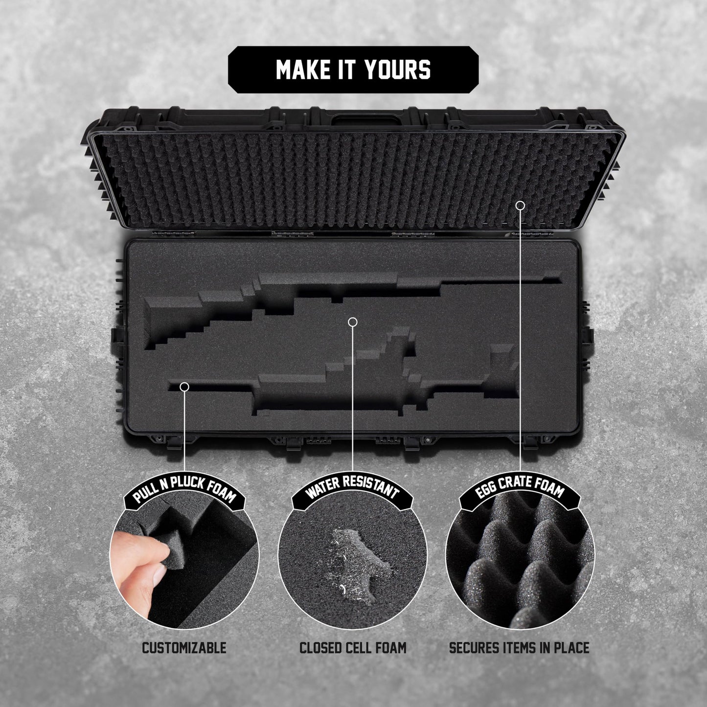 Durabox All Weather Hard Case 47 x 21 x 8” – TSA Approved Rifle Case with Customizable Foam, Dual Ergonomic Handles and Wheels - Waterproof Travel Case for Rifles, Guns, Shotguns, Ammo, Scopes & Gear