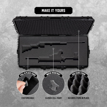 Durabox All Weather Hard Case 47 x 21 x 8” – TSA Approved Rifle Case with Customizable Foam, Dual Ergonomic Handles and Wheels - Waterproof Travel Case for Rifles, Guns, Shotguns, Ammo, Scopes & Gear