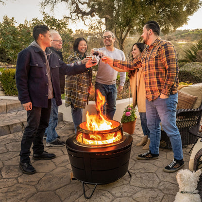 TIKI Reunion Fire Pit Heat Deflector & Screen with Poker – Outdoor Fire Pit Accessories for More Warmth & Safety – Spark Protector & Ember Guard for Even Heat Distribution – Durable Metal Design