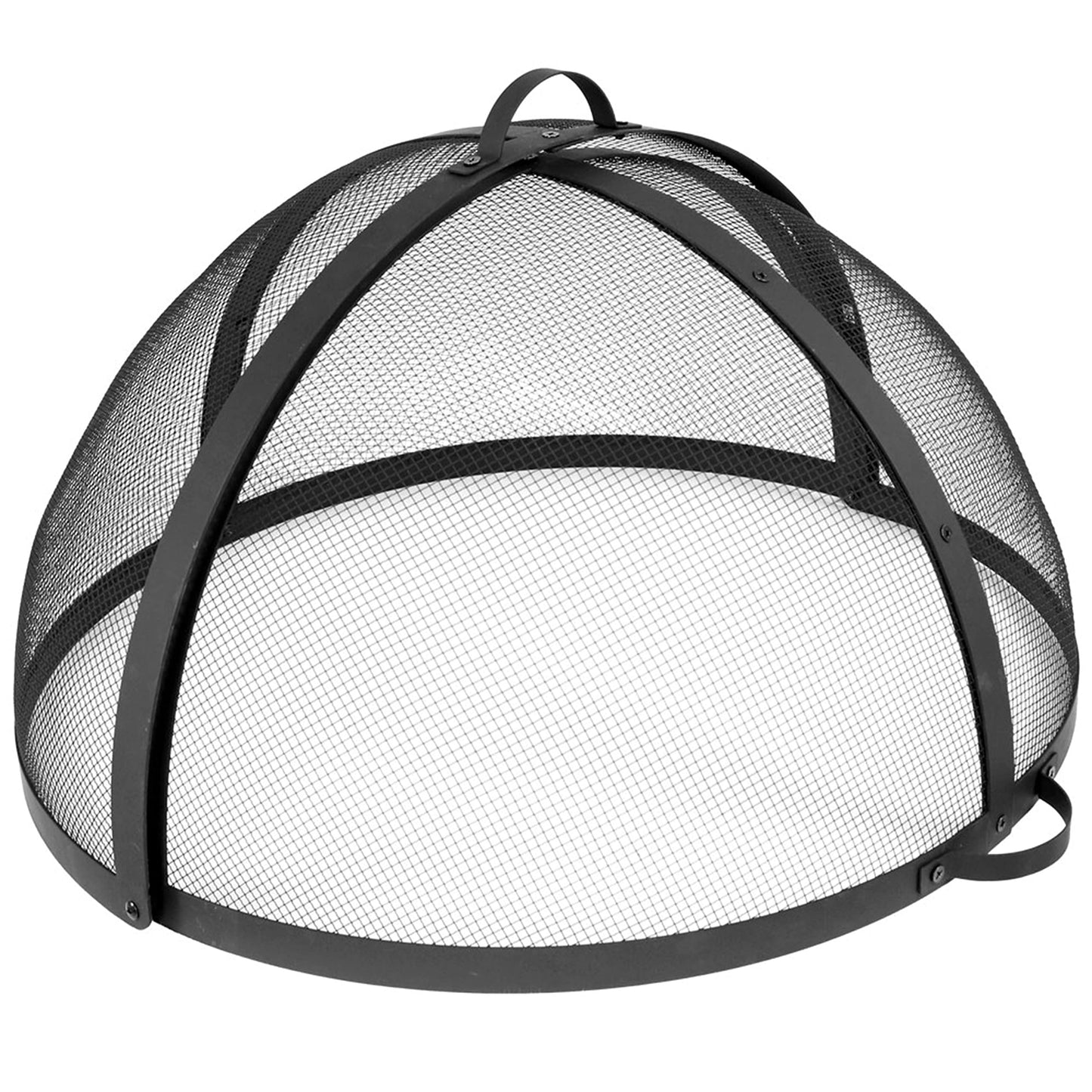 Sunnydaze Round Fire Pit Spark Screen Cover - Easy-Opening Outdoor Fire Pit Screen - Heavy‑Duty Steel Metal Mesh - 24" Diameter