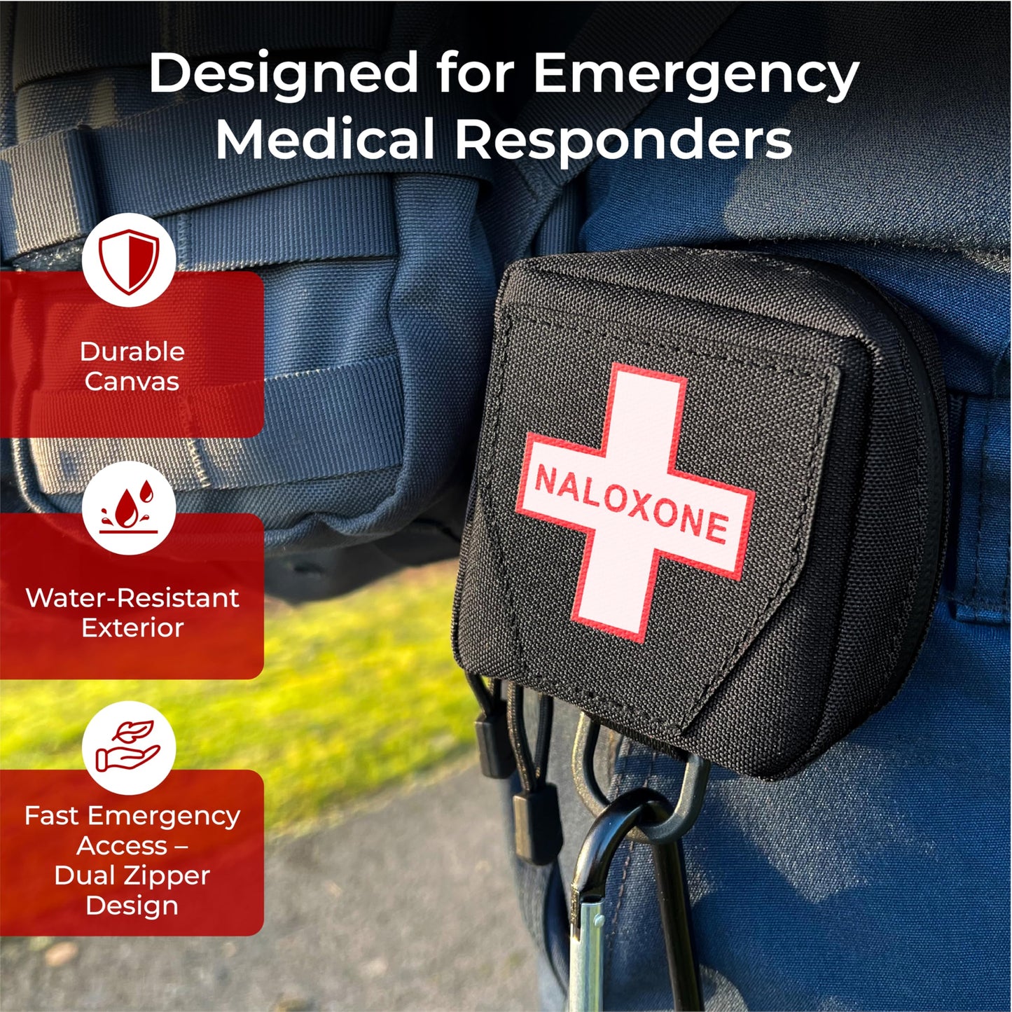 10 Pack Naloxone Belt Pouch for Opioid Overdose Kits | Professional Belt Attachment Design to Hold Naloxone | Custom Designed to Hold Two Naloxone Nasal Sprays & Accessories | Naloxone Not Included