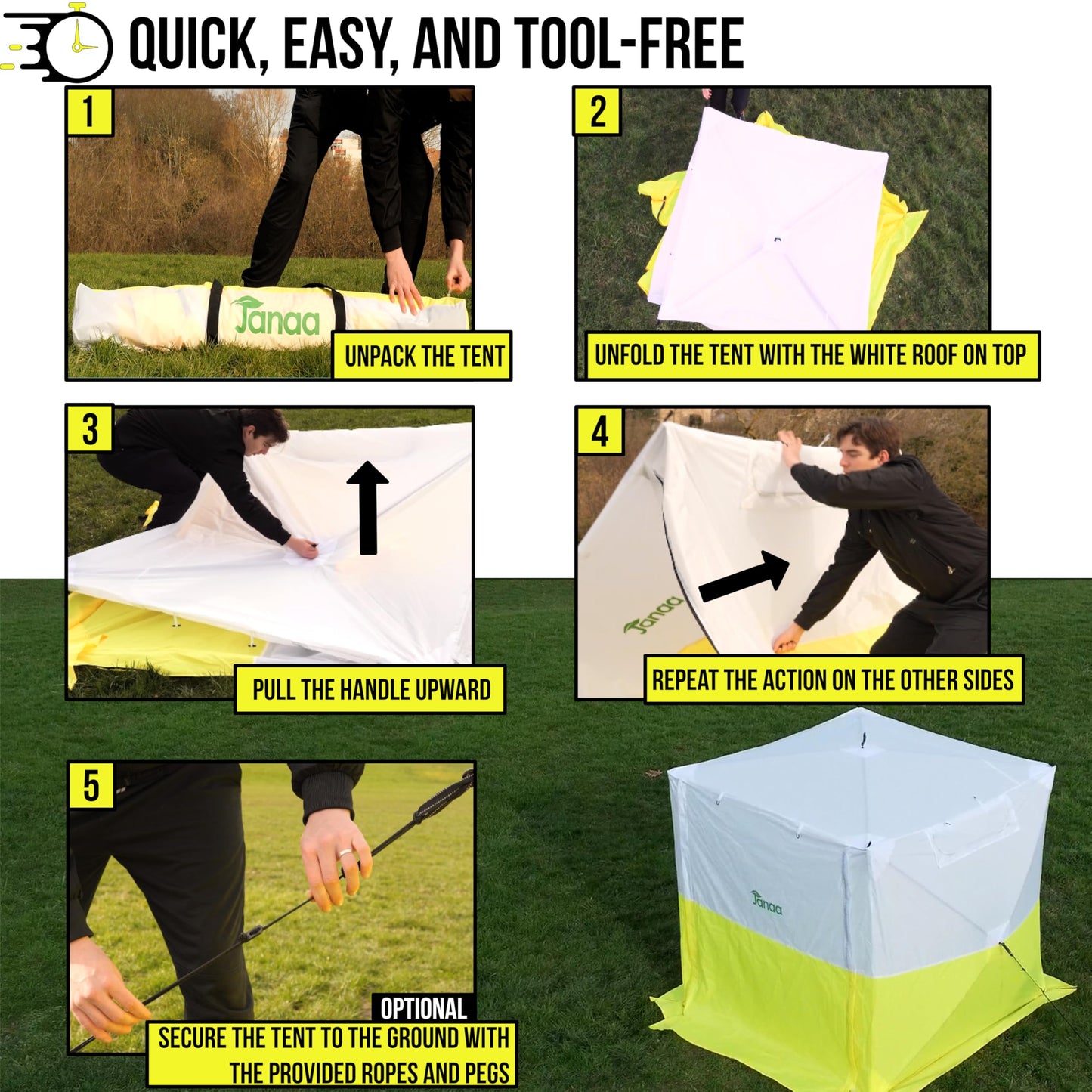 JAX3® Professional Work Tent | Pop Up | 6.2x6.2x7 Ft | Instant Quick and Easy Tool-Free Setup | Waterproof UV50+ & Flame Retardant (CPAI-84) | Splicing, Commercial Tent, Fiber Optic for Heavy-Duty Use