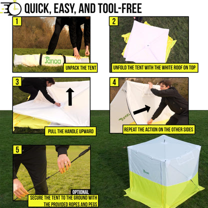 JAX3® Professional Work Tent | Pop Up | 6.2x6.2x7 Ft | Instant Quick and Easy Tool-Free Setup | Waterproof UV50+ & Flame Retardant (CPAI-84) | Splicing, Commercial Tent, Fiber Optic for Heavy-Duty Use