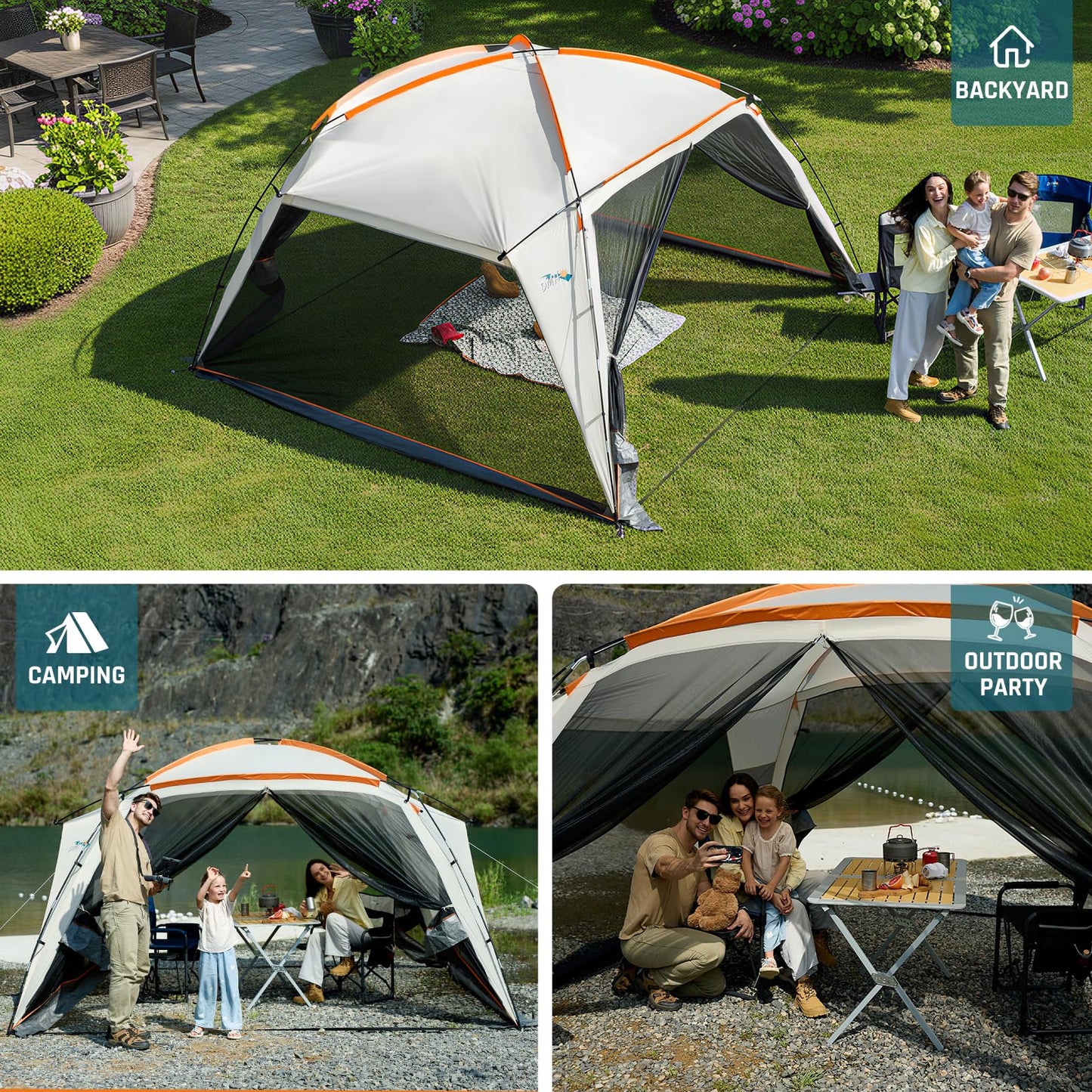 Screen House Tent 12x12ft Screen Room Mesh Gazebos w/ 2 Zipper Doors, Camping Tent Screened Canopy Shelter for Outdoor Patios Backyards Activities