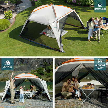 Screen House Tent 12x12ft Screen Room Mesh Gazebos w/ 2 Zipper Doors, Camping Tent Screened Canopy Shelter for Outdoor Patios Backyards Activities
