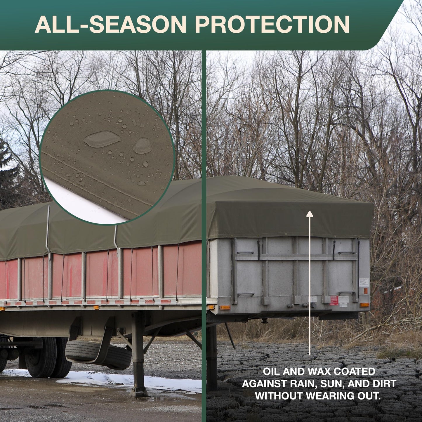 CCS Waterproof Canvas Tarp Cover – Heavy Duty Duck Cloth, Waxed Canvas Tarpaulin with Rustproof Brass Grommets for Camping, Construction, Equipment & Outdoor Use (Olive Drab, 12x14 Ft)