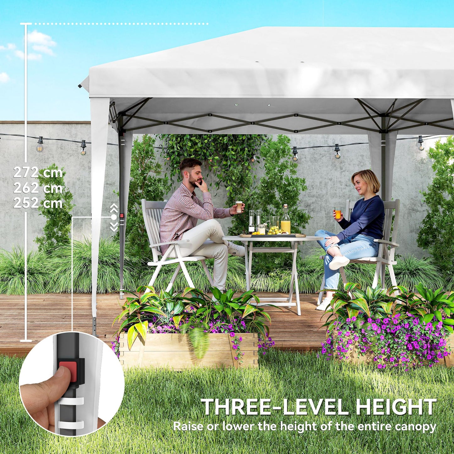 Outsunny 10' x 20' Pop Up Canopy Tent with 4 Sidewalls, Outdoor Portable Instant Canopy Shelter for Parties, Outdoor Instant Gazebo with Carry Bag for Garden, Patio, White
