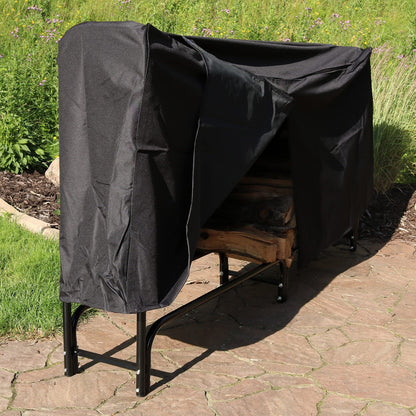 Sunnydaze 8-Foot Firewood Rack with Cover - Outdoor Wood Storage - Heavy-Duty Steel Log Holder - 1500-lb Capacity