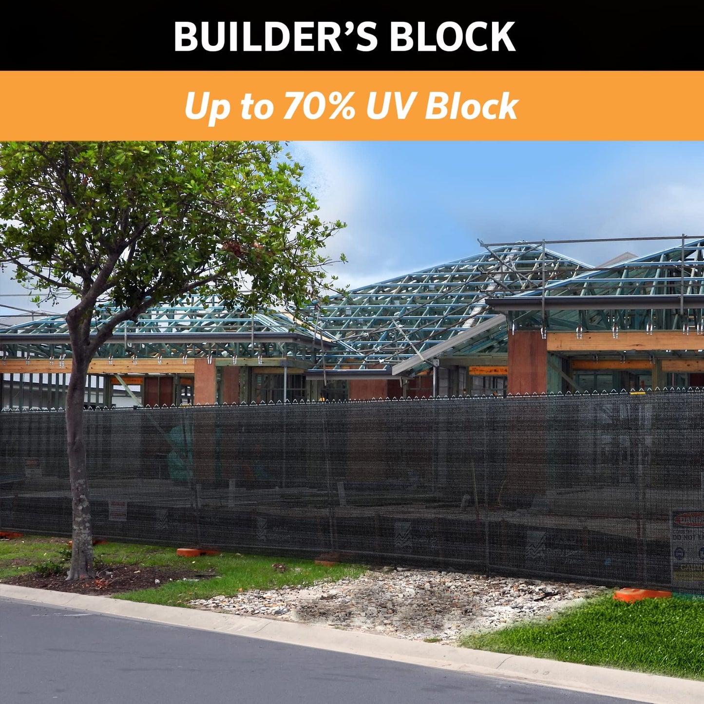 Coolaroo Builder's Block Construction Privacy Screen - Heavy-Duty Tear Resistant Shade Fabric for Fence, Job Site, and Wind Protection, 6ftx100ft Roll, Black